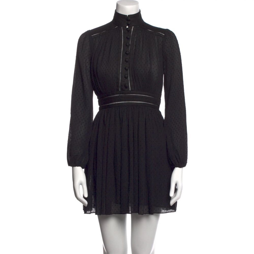 Zimmermann Espionage Plisse Black Mini Dress Size 1 AU